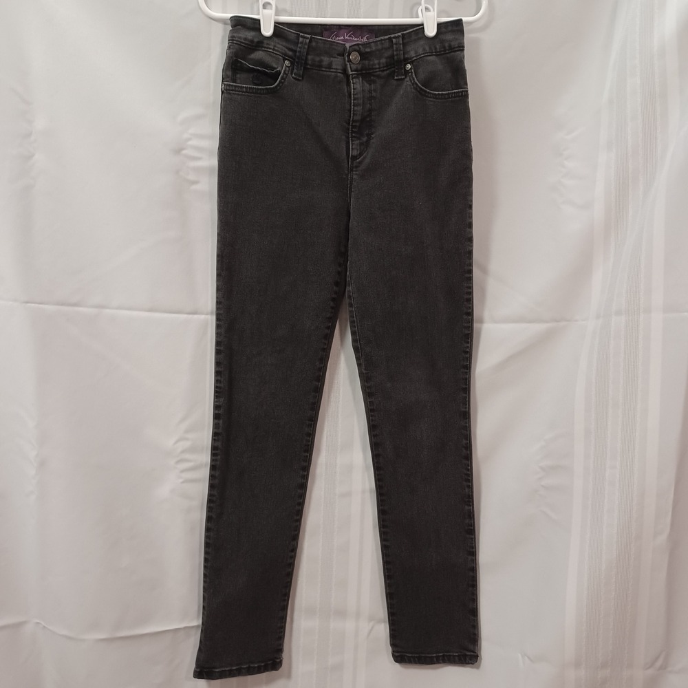 Gloria Vanderbilt Jeans Womens 4 Black Amanda Slim High Rise Embossed Pockets